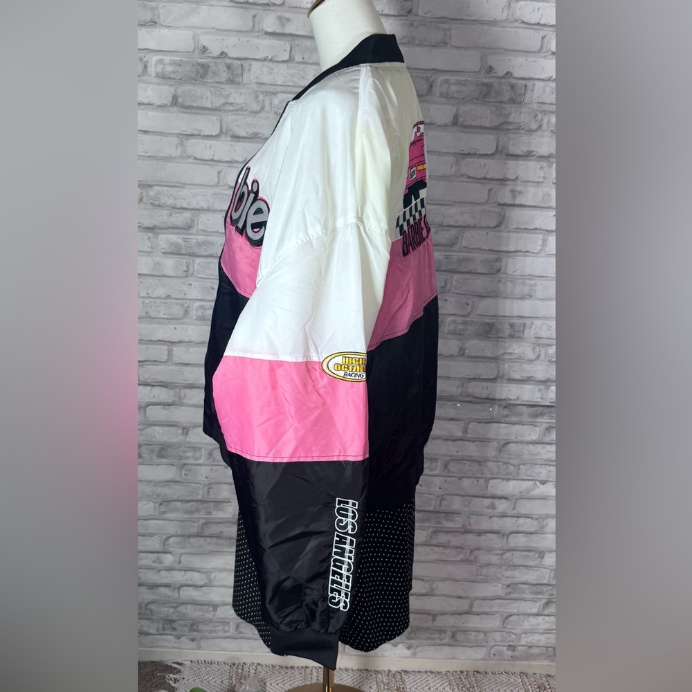 Pacsun x Barbie Black White Pink Quilted Racer Motorcycle Jacket - Picture 5 of 16